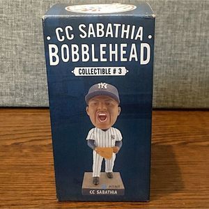 NY YANKEES SABATHIA BOBBLEHEAD SGA NIB 7/27/2018 BRAVED RAIN FOR IT!